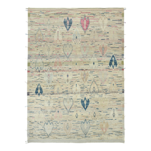 Contemporary Moroccan Style Wool Rug in Beige With Geometric Design
