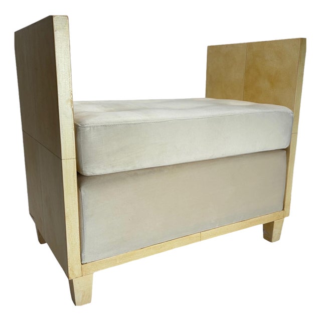 Art Deco Style Parchment Pouf, France, 1970s For Sale