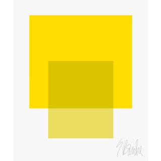 The Interaction of Warm Yellow and Light Celery Fine Art Print 35" X 45" by Liz Roache For Sale