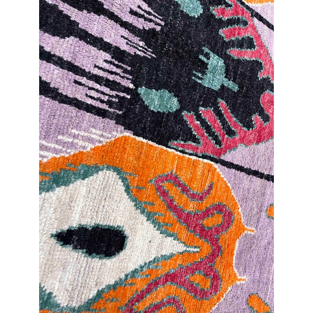 Modern Hand Knotted Ikat Design Wool Rug. 09'08" X 13'05" For Sale - Image 3 of 4