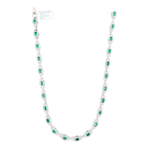 13.81 Ct Natural Emerald & Diamond Necklace