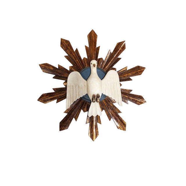 Vintage Large European Dove Sunburst Wall Decor 20"/Holy Spirit For Sale - Image 4 of 7
