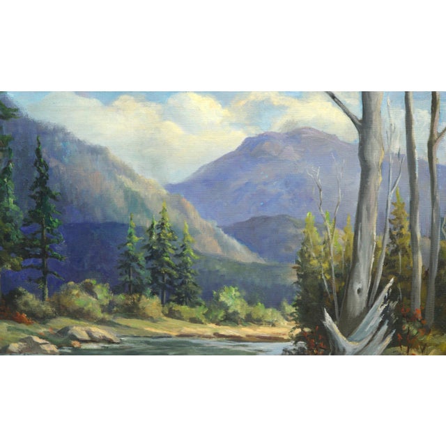 Mid Century Idaho Pack River Landscape Painting by Laura Lindberg For Sale - Image 4 of 7