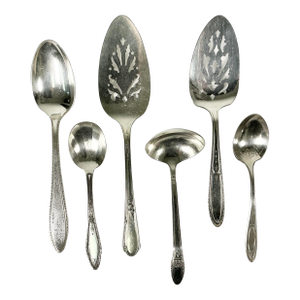 Mid 20th Century Boho Chic Hollywood Regency Silverplate Serving Utensils - Set of 6