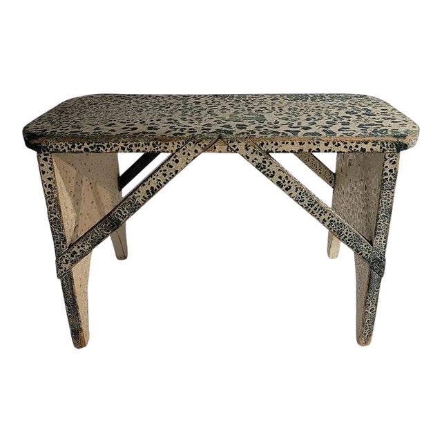 19Thc Original White Crackled Painted Stool For Sale