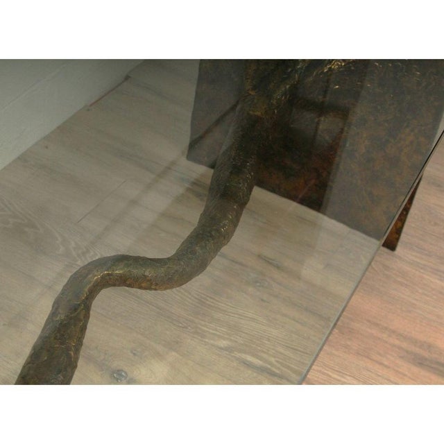 Vintage Silas Seandel Brutalist Bronze Console Table For Sale - Image 11 of 12