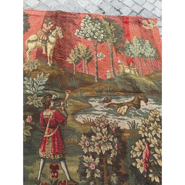 1940s Mid-Century French Aubusson Jacquard Tapestry Médiéval Design, 1940s For Sale - Image 5 of 18