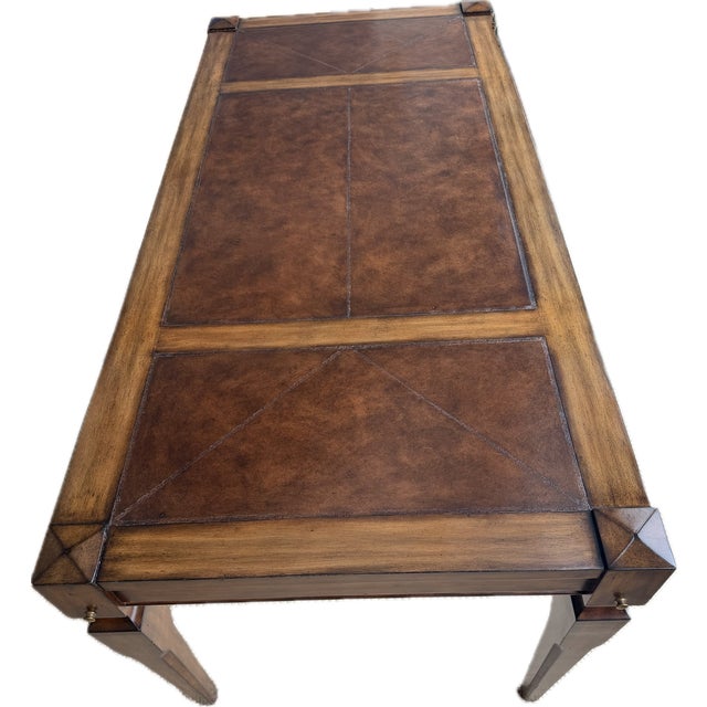 Campaign Style Leather Top Writing Desk and Leather Chair, Set of 2 For Sale In New York - Image 6 of 18