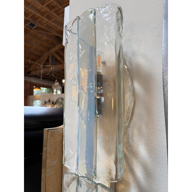 Italian Pair of Italian Murano Glass Double Sconces by Mazzega For Sale - Image 3 of 7