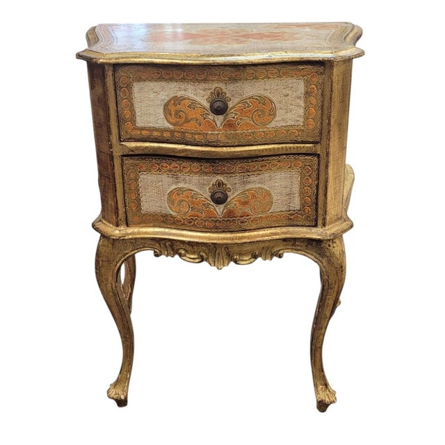 1950s Vintage Florentine Gilt Two Drawer Table For Sale - Image 11 of 12