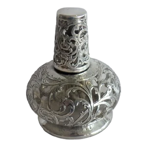 Antique American Art Nouveau Silver Overlay Table Cigar Lighter