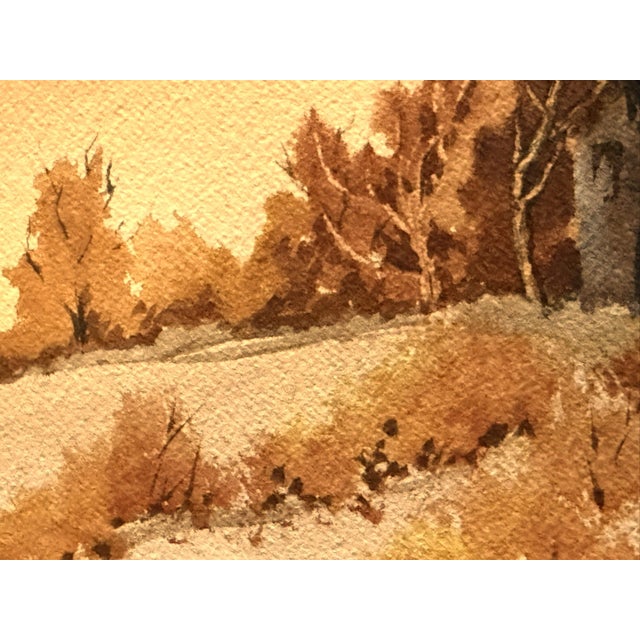 Contemporary Original Late 20th Century Watercolour “Indiana Snow in Autumn” With Artist's Initial Signature For Sale - Image 3 of 6