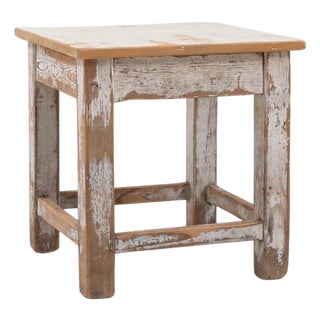 Early 20th Century Central European Wood Patinated Stool For Sale