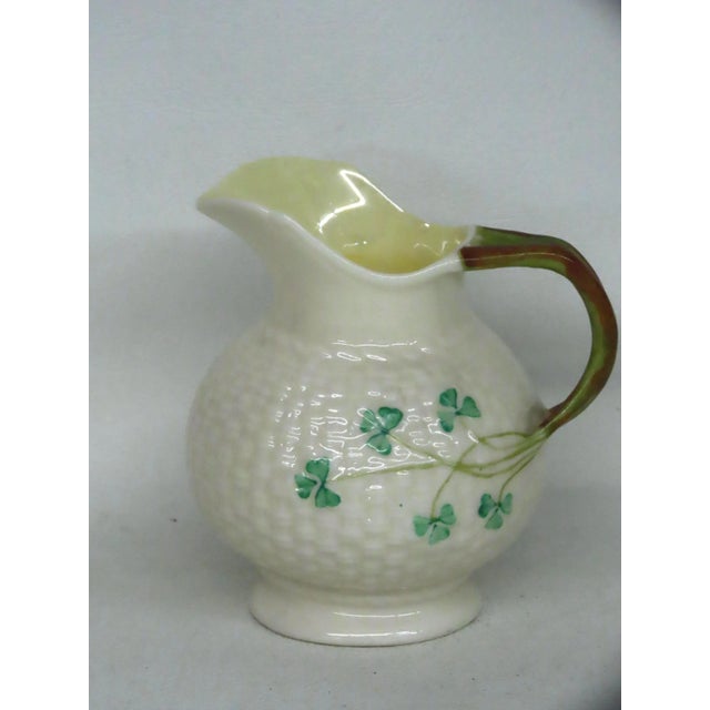Traditional Late 20th Century Belleek Ireland Shamrock Traditional Porcelain Creamer Small Pitcher 4671b For Sale - Image 3 of 14