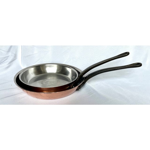 Metal Vintage French Copper Saute Pans - Set of 2 For Sale - Image 7 of 11
