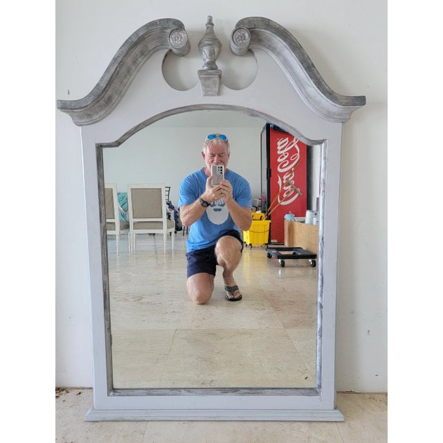 Blue Wood Painted Neo-Classic Style Mirror For Sale - Image 8 of 8