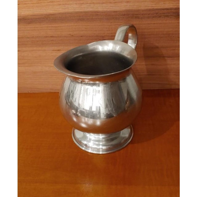 American Late 18th Century Empire Pewter Pitcher 24 Oz Silver / Preismer Sterling Cordial Shot Cup For Sale - Image 3 of 3