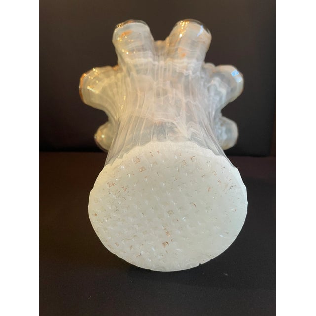 Contemporary Murano Style Glass Handkerchief Vase in White With Gold Specks For Sale - Image 10 of 10