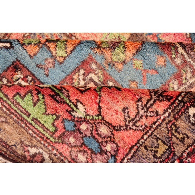 Textile Vintage Caucasian Kazak Rug With Medallions in Coral and Turquoise 4'2 X 6'9 For Sale - Image 7 of 14