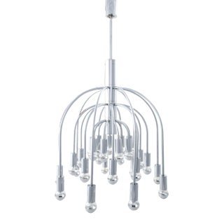Large Chrome Chandelier by Gaetano Sciolari for SA Boulanger, 1960s For Sale