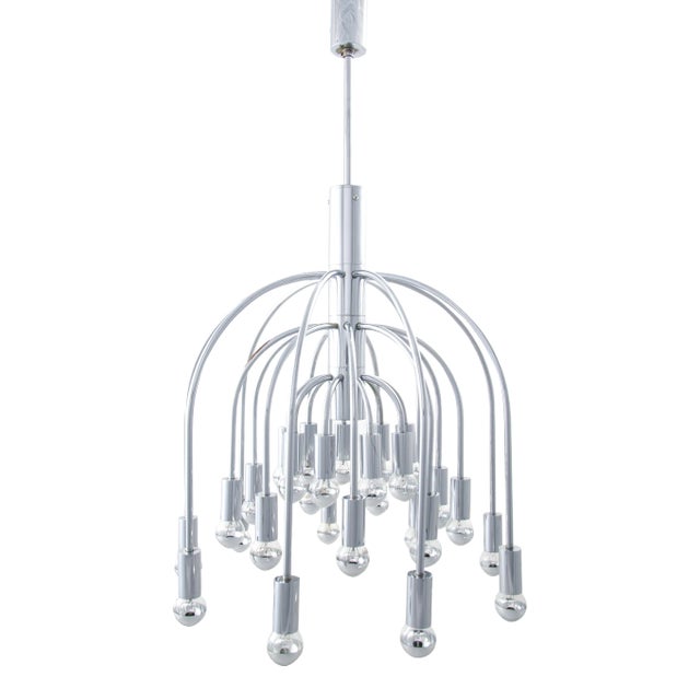 Large Chrome Chandelier by Gaetano Sciolari for SA Boulanger, 1960s For Sale