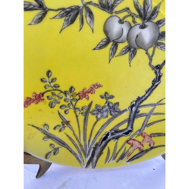 Vintage “Occupied Japan” Plate, Yellow With Cherry Blossoms For Sale - Image 4 of 9