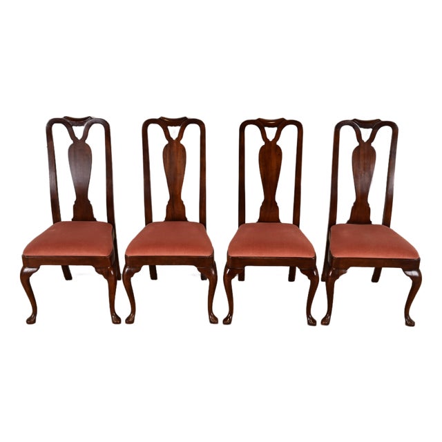 Henredon Queen Anne Solid Mahogany Side Chairs or Dining Chairs, Set of Four For Sale