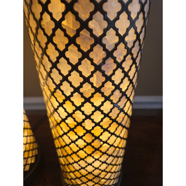 White Vintage Capiz Shell Lamps - A Pair For Sale - Image 8 of 12