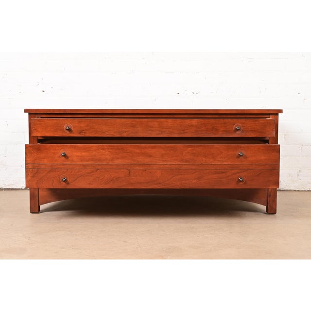 Stickley Harvey Ellis Collection Arts & Crafts Inlaid Cherry Wood Coffee Table For Sale In South Bend - Image 6 of 14