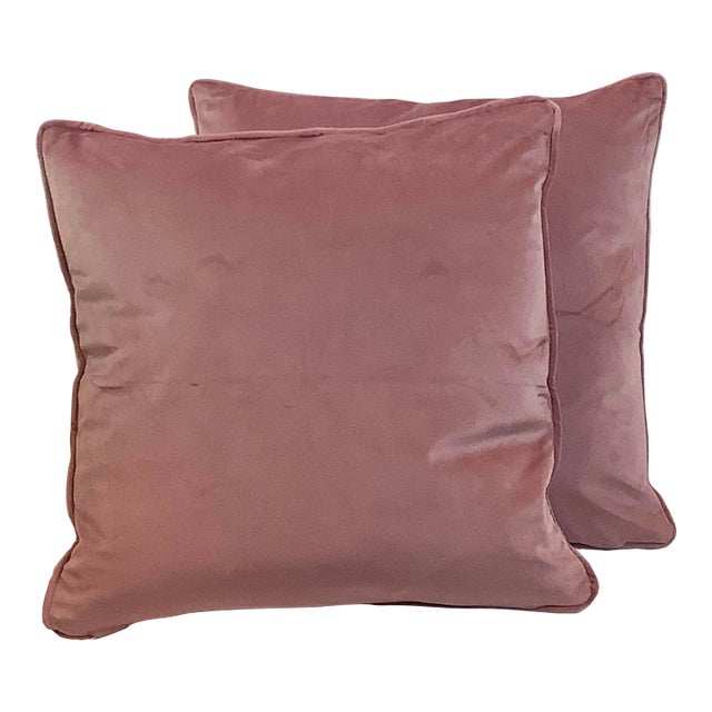 Contemporary Italian Medium Pink Velvet Pillows- a Pair For Sale