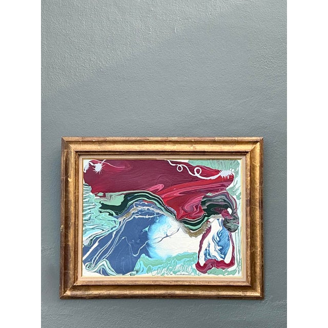 Vintage Boho Original Abstract Oil on Canvas For Sale - Image 10 of 10