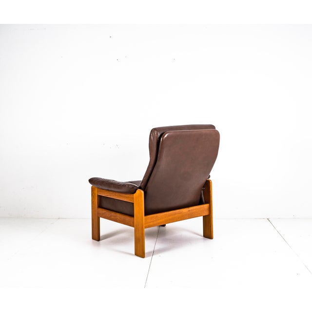 Vintage Teak & Leather Atlanta Armchair by Sven Ellekaer for Skippers Mobler A/S Design, 1980s For Sale - Image 6 of 18
