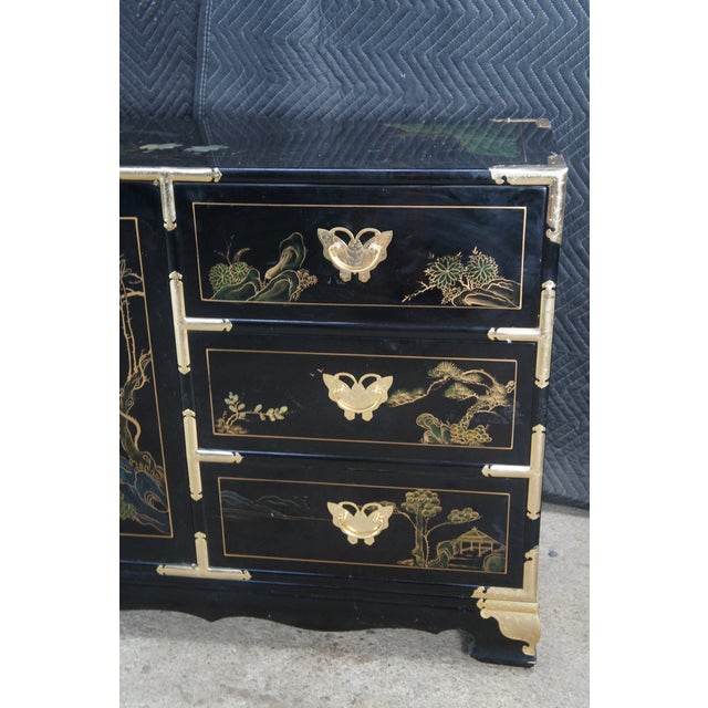 Vintage Tansu Style Chinoiserie Lowboy Credenza Buffet Dresser Sideboard Cabinet For Sale - Image 6 of 13