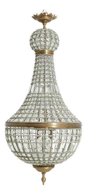 Hollywood Regency Crystal Tear Drop Chandelier With Bronze Fittings