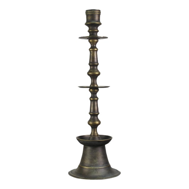 Solid Turkish Brass Candle Holder For Sale