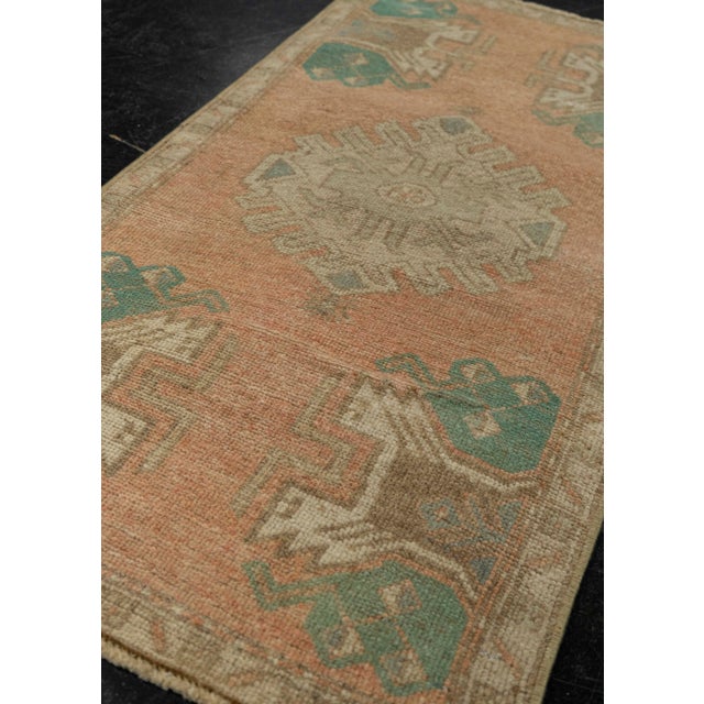 Textile Turkish Mini Rug Oriental Hand Knotted Vintage Rug 1'8" x 3'2 #21293 For Sale - Image 7 of 8