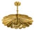 Handmade Brass Floral Ceiling Light, Vintage Lotus Flower Chandelier, Hammered Brass Pendant Light, Scalloped Ceiling Fixture For Sale