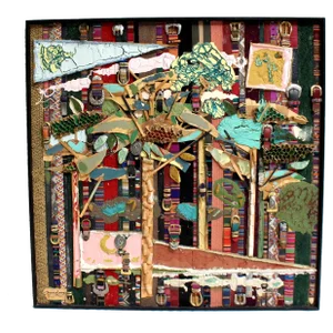 Art Brut Mixed-Media Painting by Jacques Lamy, "Organic Landscape"