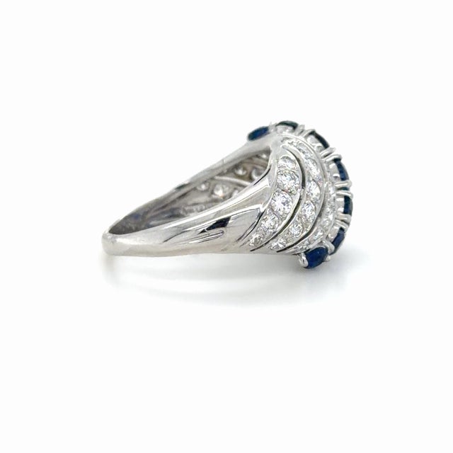 Contemporary Vintage Tiffany & Co., Sapphire and Diamond Ring Platinum, Size 6 For Sale - Image 3 of 5