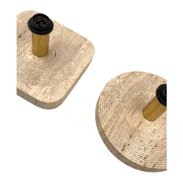 Mid-Century Modern Hollywood Regency Travertine Table Lamp Bases, Italy, 1970s, Set of 2 For Sale - Image 3 of 18