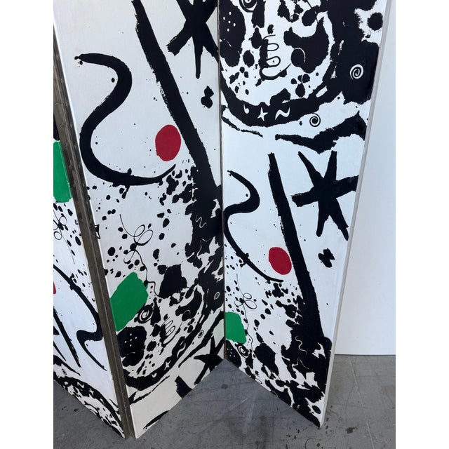 White Alexander Calder “Splotchy” 3-Panel Linen-Mounted Screen Laverne International For Sale - Image 8 of 12