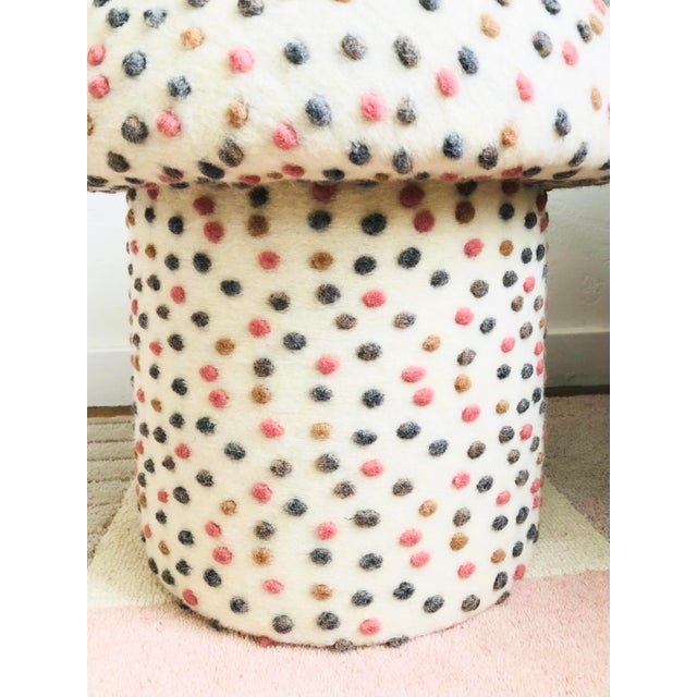 Not Yet Made - Made To Order Mushroom Ottoman in Wool Cream Dot For Sale - Image 5 of 11