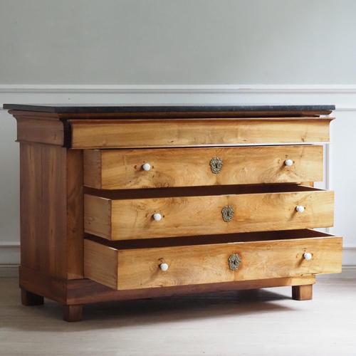 Antique Louis-Philippe Chest of Drawers with Black Marble Top, 1850 For Sale - Image 9 of 18