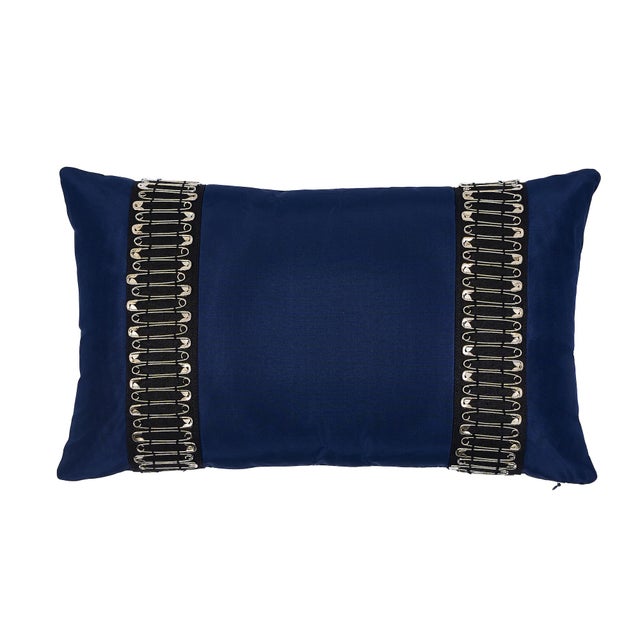 Schumacher Schumacher X Johnson Hartig Punk Rock Navy Pillow For Sale - Image 4 of 4