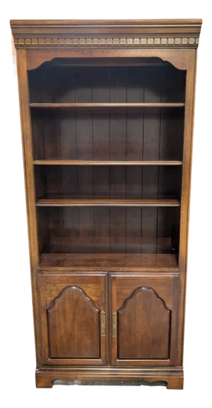 1970s Attributed Hooker Furniture Dark Wood Display Cabinet With Lower Storage