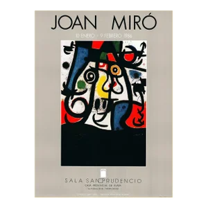 1986 Joan Miro Art Exhibition Print Poster at Sala San Prudencio Women and Birds 1968