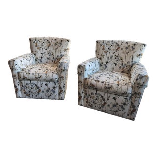 Modern Ethan Allan Turner Swivel Chairs- a Pair For Sale