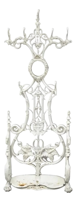 Antique French Art Nouveau Cast Iron Hall Tree Mirror Stand Attr Alfred Corneau