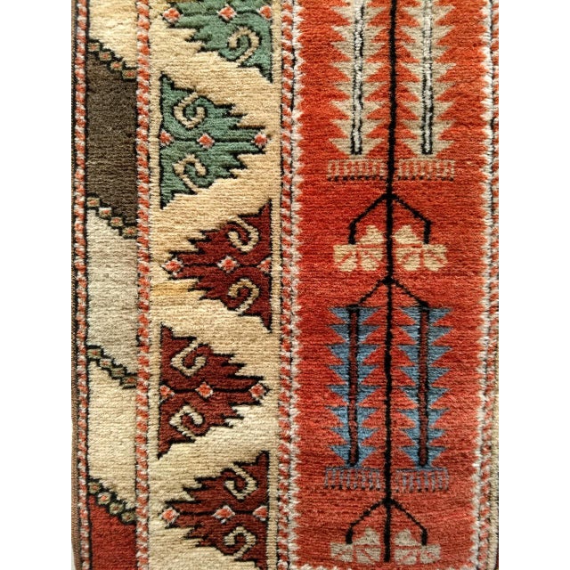 Vintage Turkish Oushak Runner, Handwoven Wool Pile, Geometric Design, 3' x 9' For Sale - Image 15 of 16