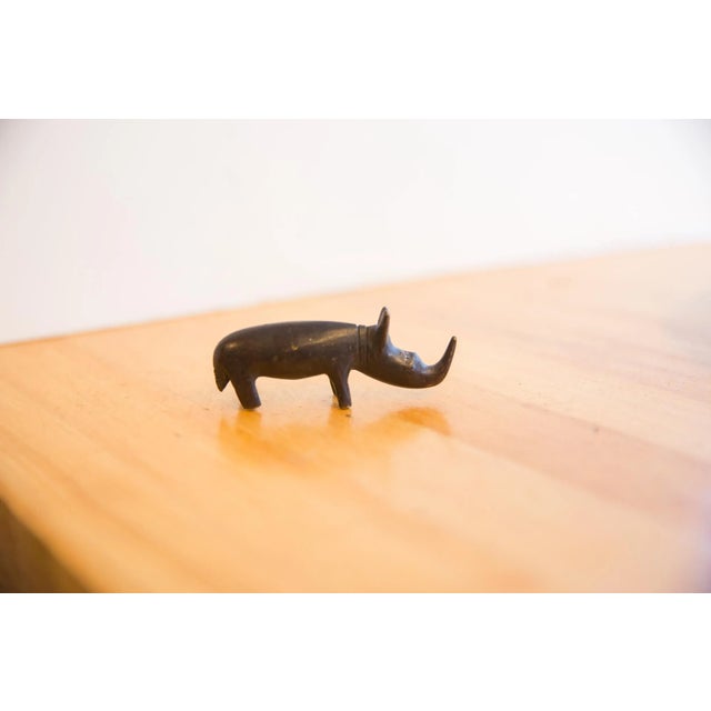 African Vintage African Rhino With Dark Patina For Sale - Image 3 of 5